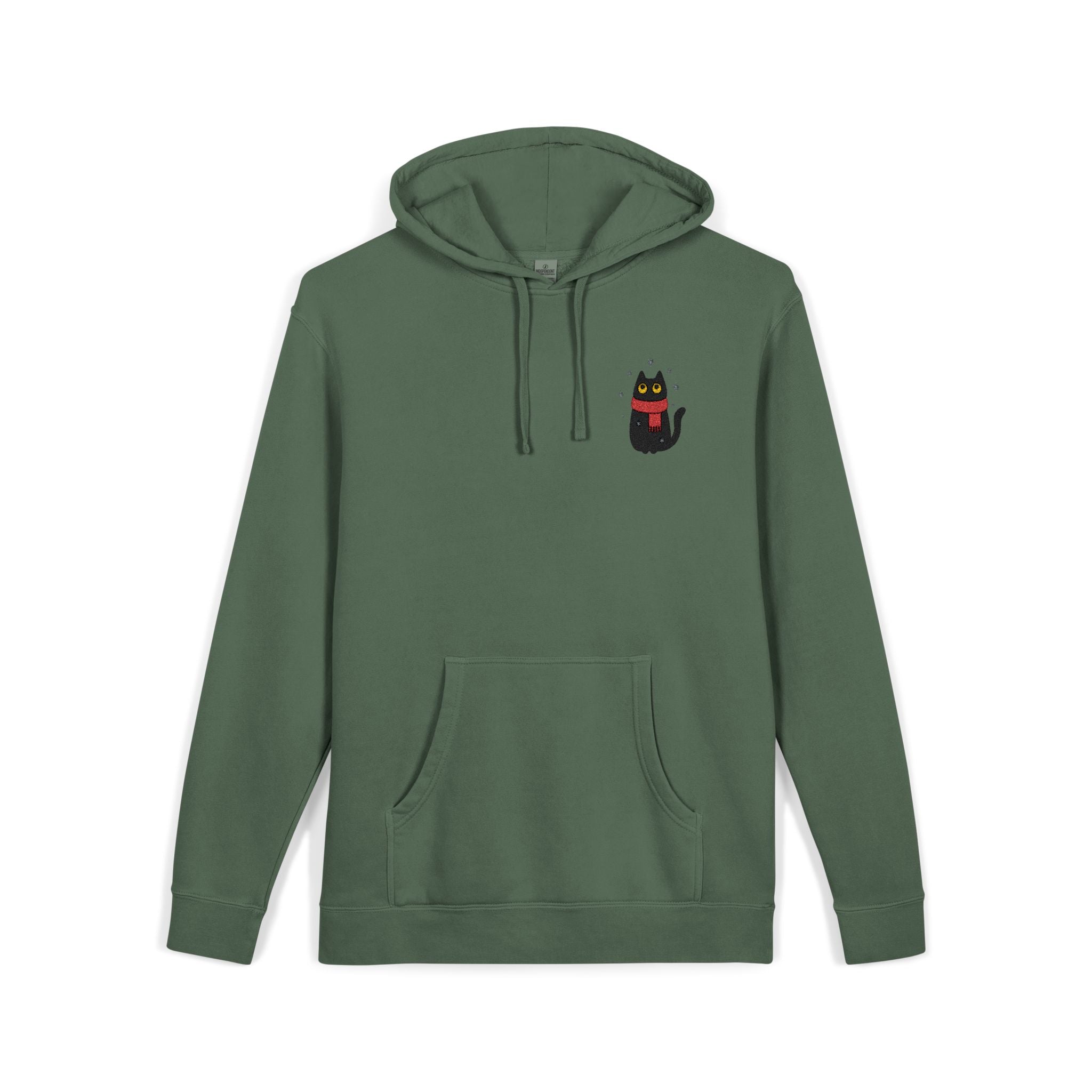 Embroidered Black Cat in the Snow Hoodie