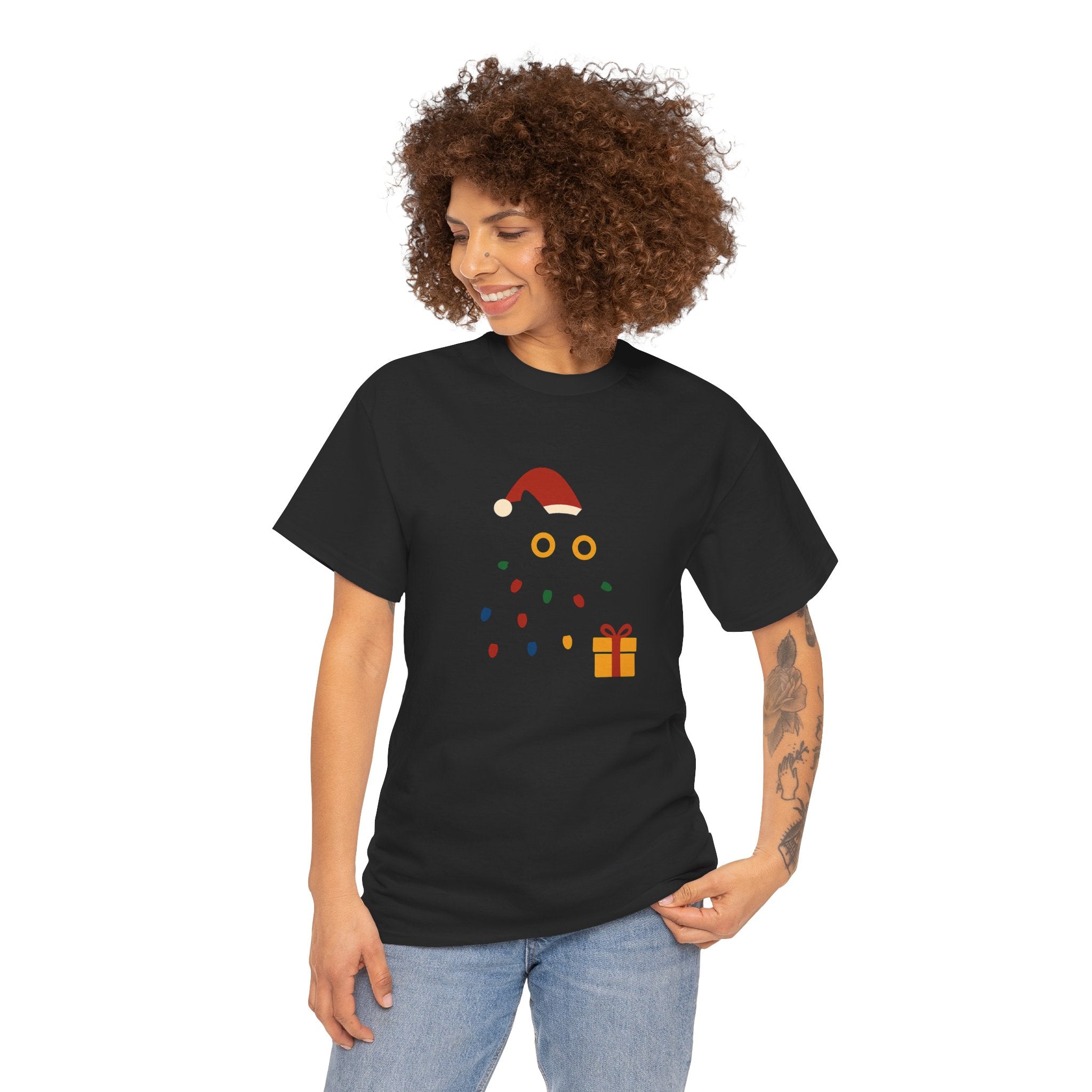 Tangled Black Cat Christmas Tee
