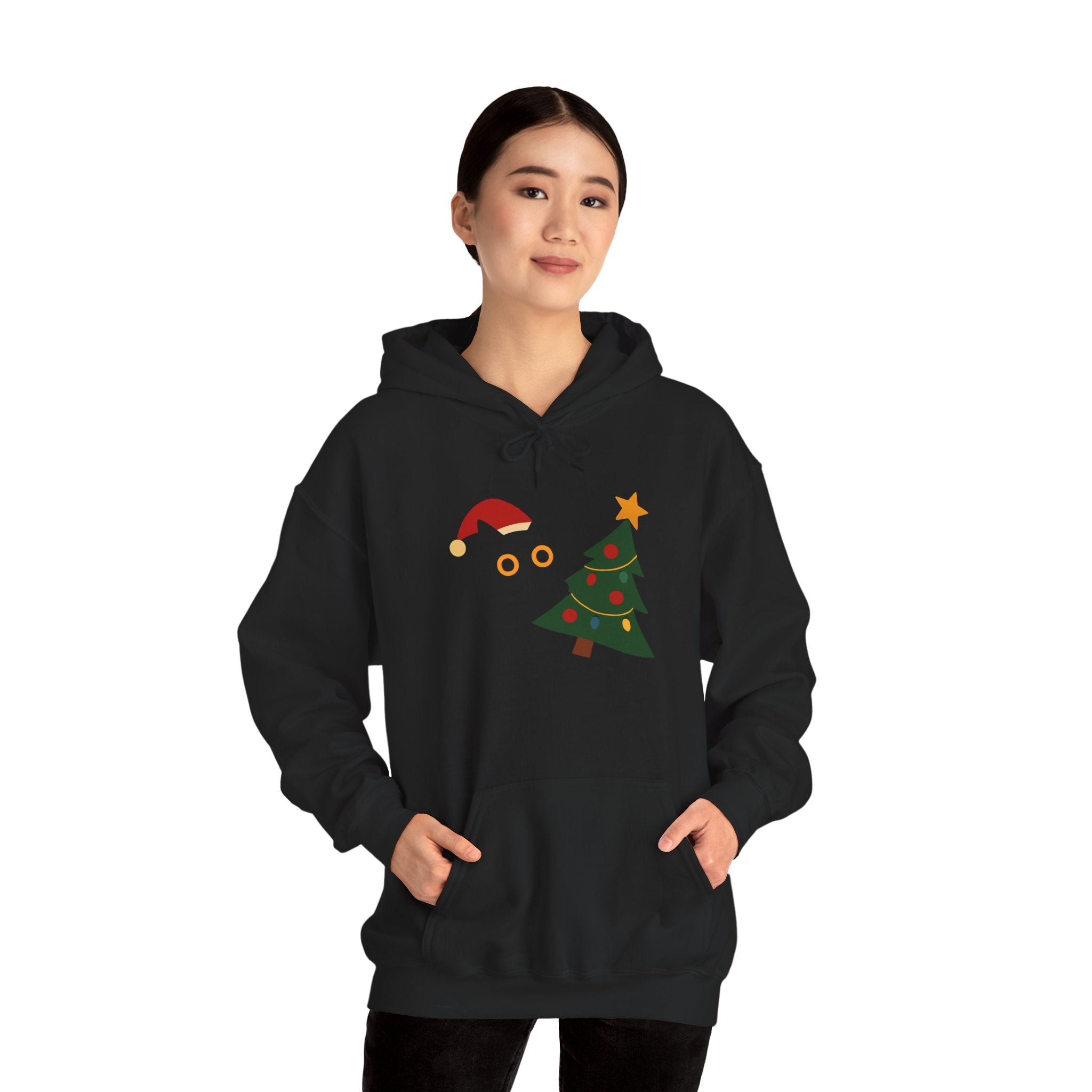 Black Cat Knocking over Christmas Tree Hoodie