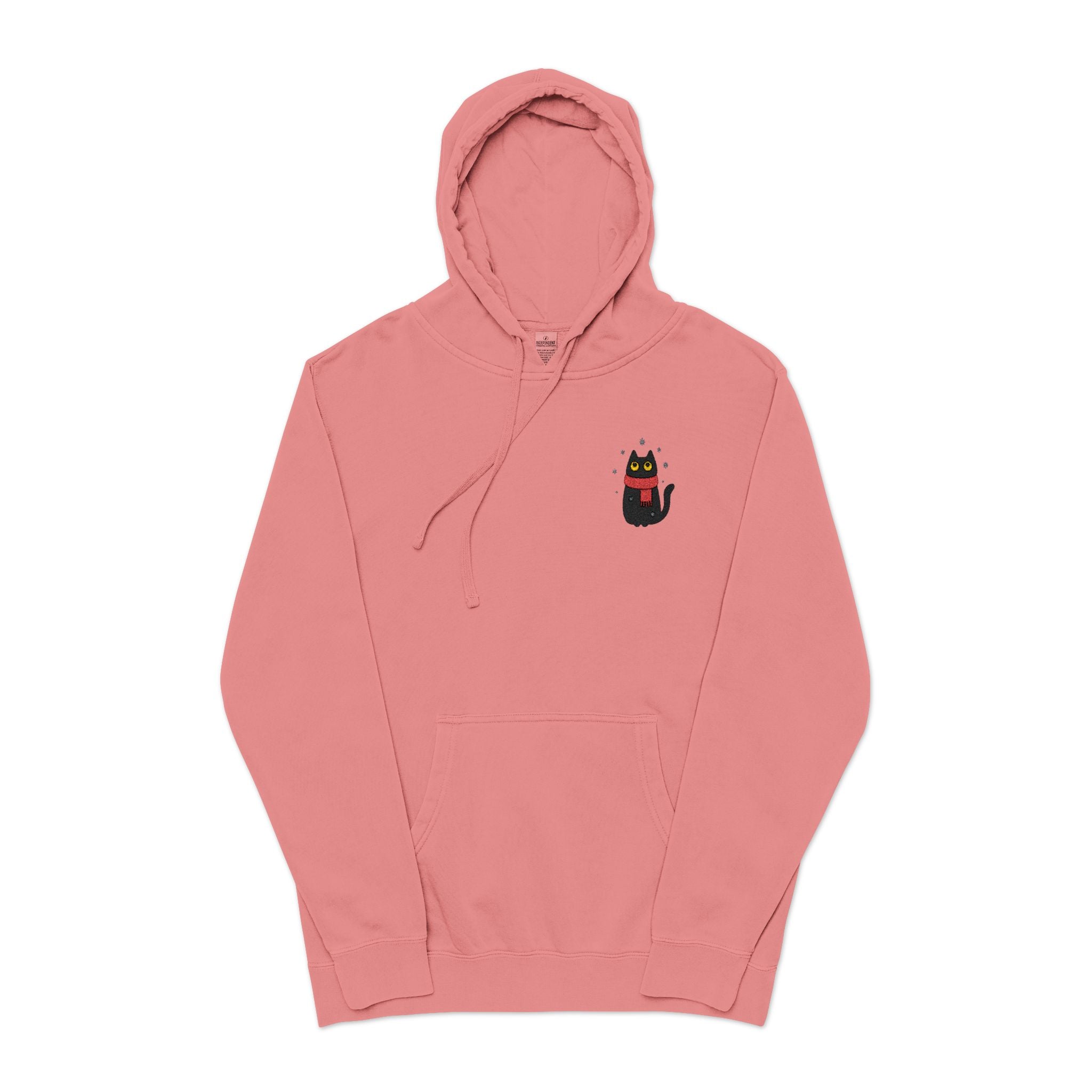 Embroidered Black Cat in the Snow Hoodie