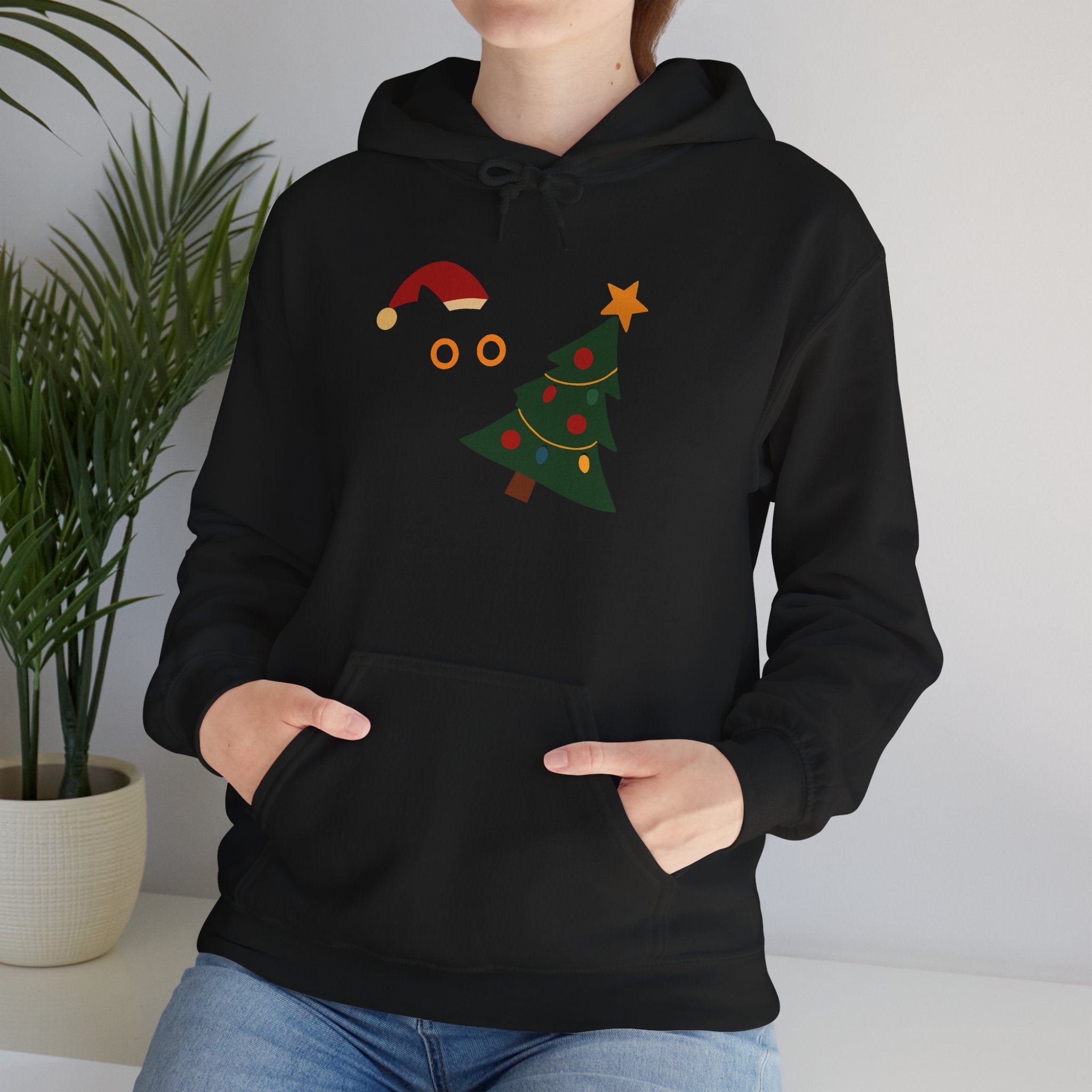Black Cat Knocking over Christmas Tree Hoodie