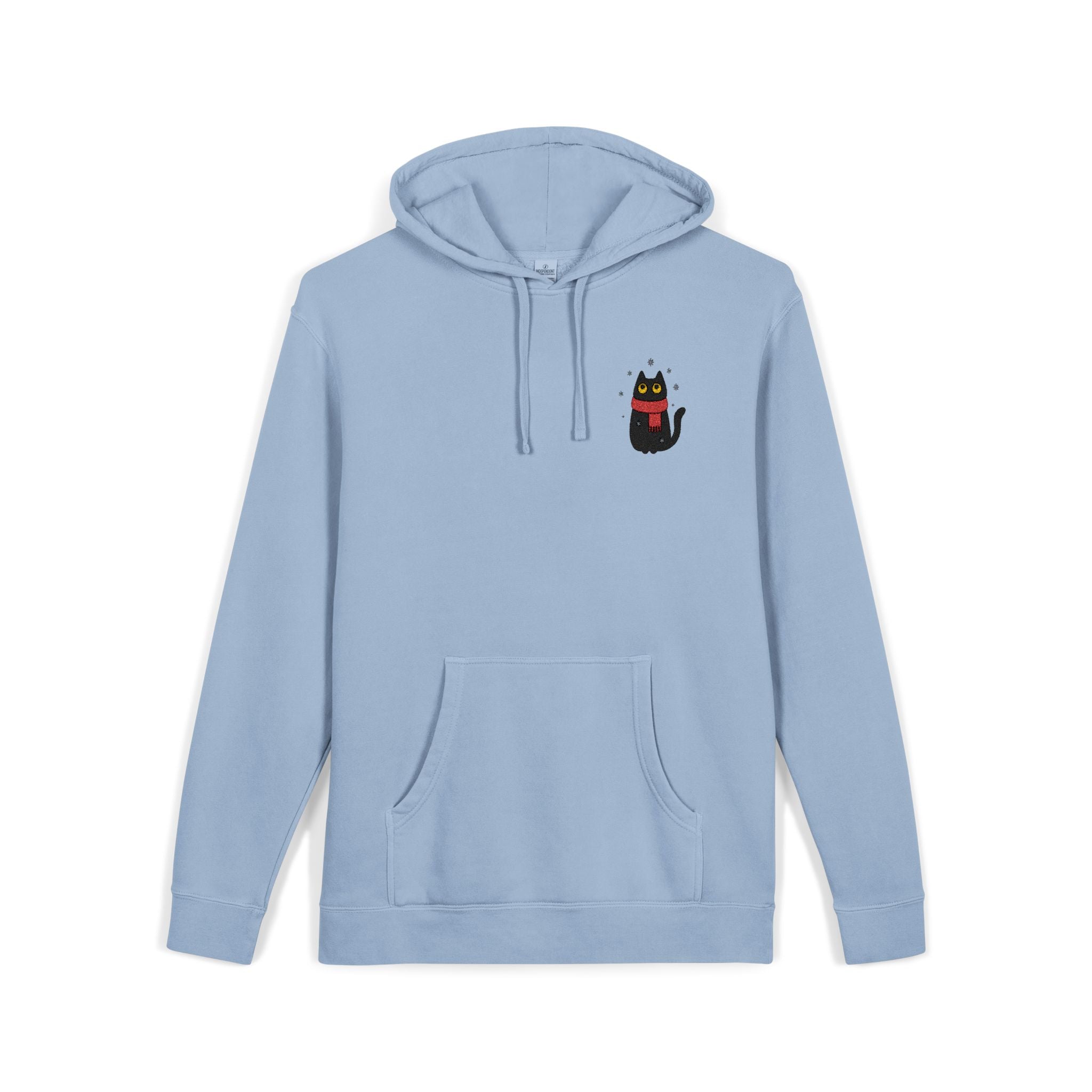 Embroidered Black Cat in the Snow Hoodie