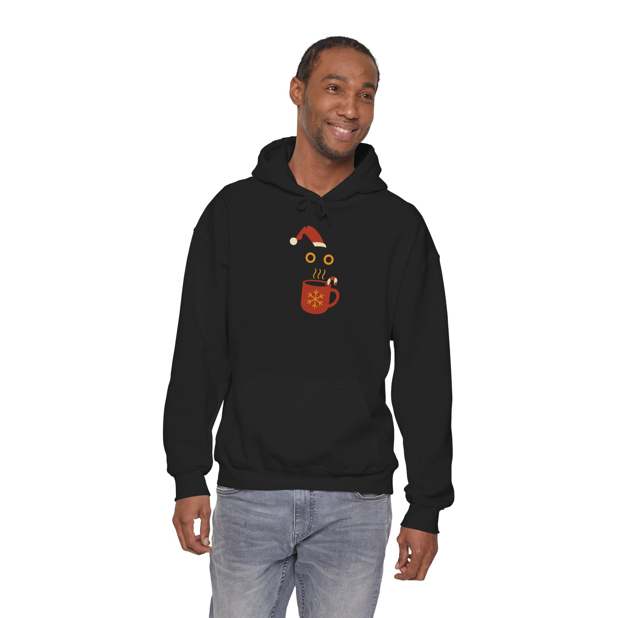 Black Cat Drinking Hot Chocolate Christmas Hoodie