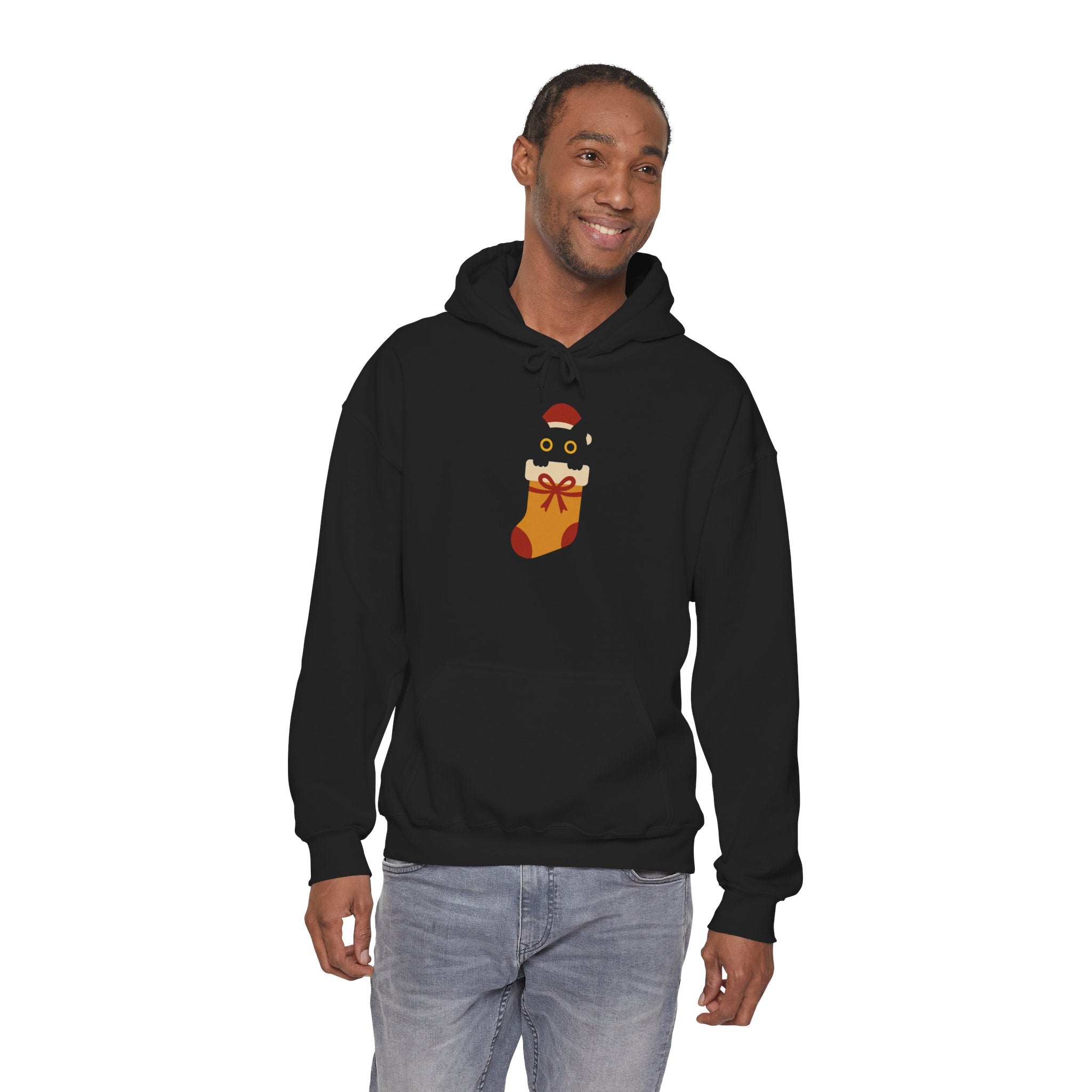 Black Cat In Christmas Stocking Christmas Hoodie