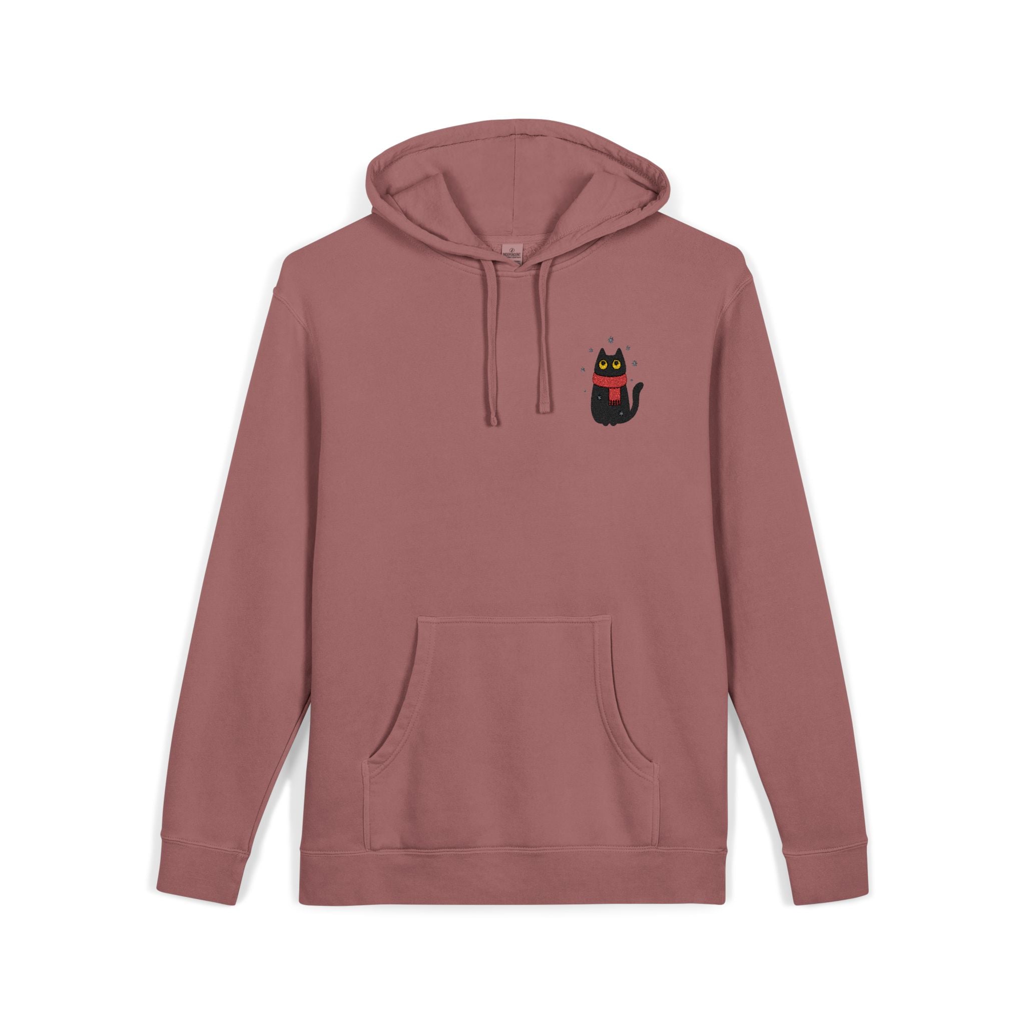 Embroidered Black Cat in the Snow Hoodie