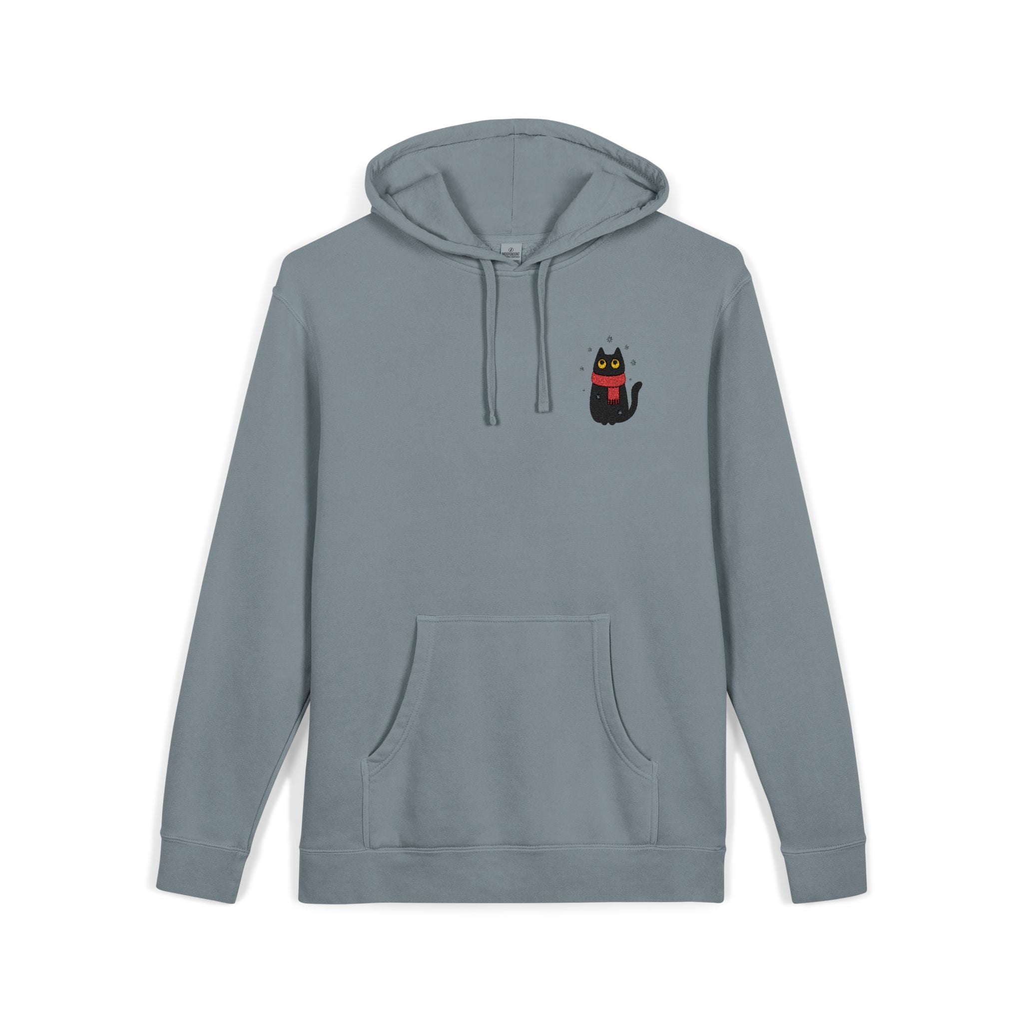 Embroidered Black Cat in the Snow Hoodie