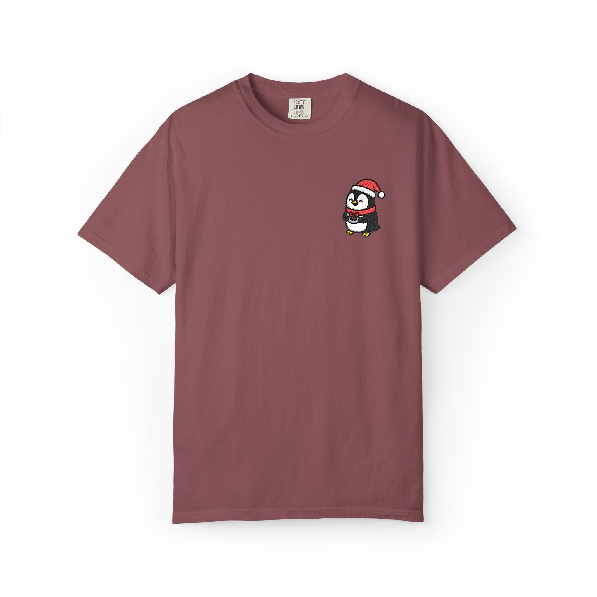 Embroidered Penguin Present T-Shirt