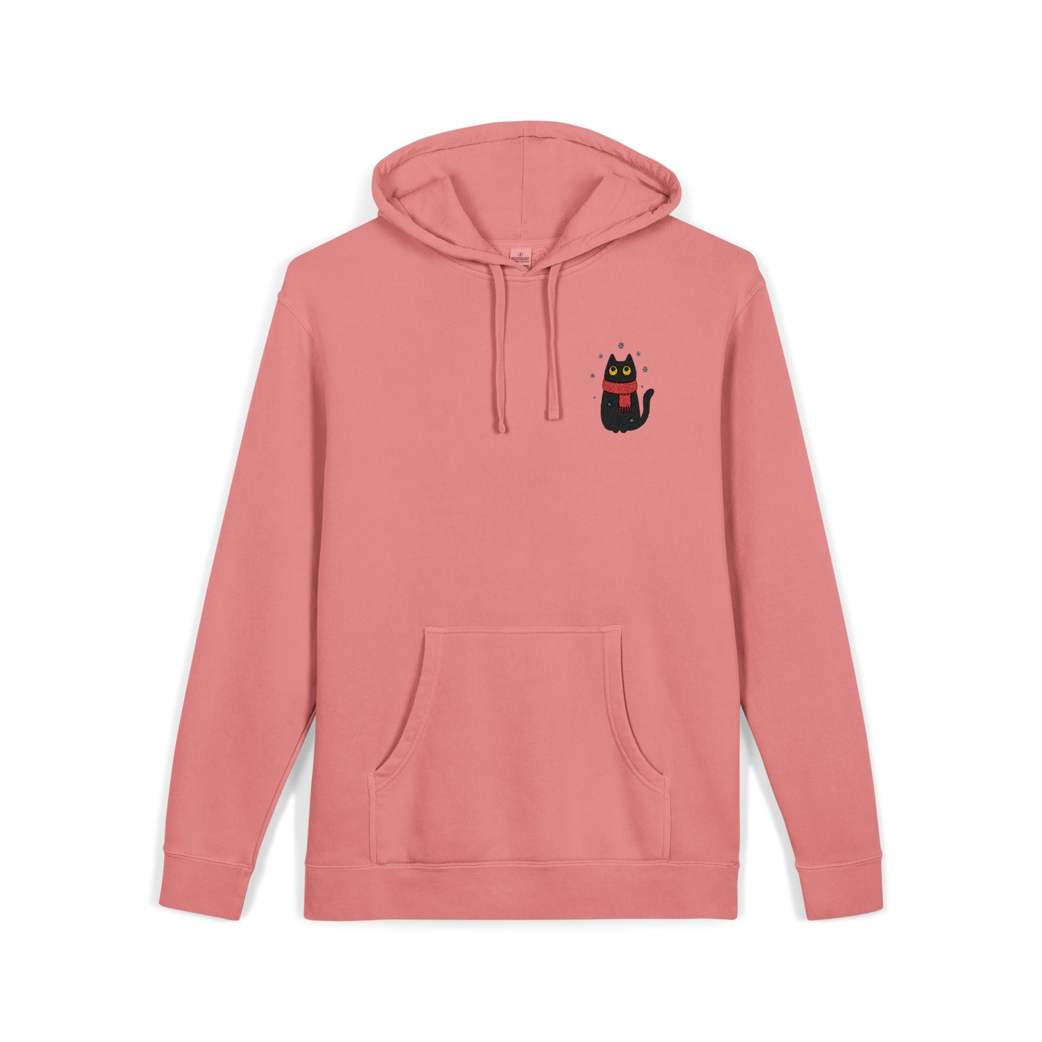 Embroidered Black Cat in the Snow Hoodie