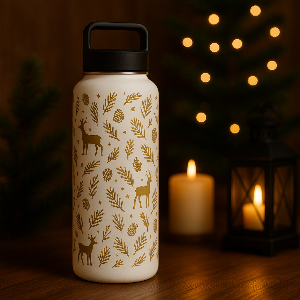 Reindeer Pattern Insulated Stainless Steel Water Bottle