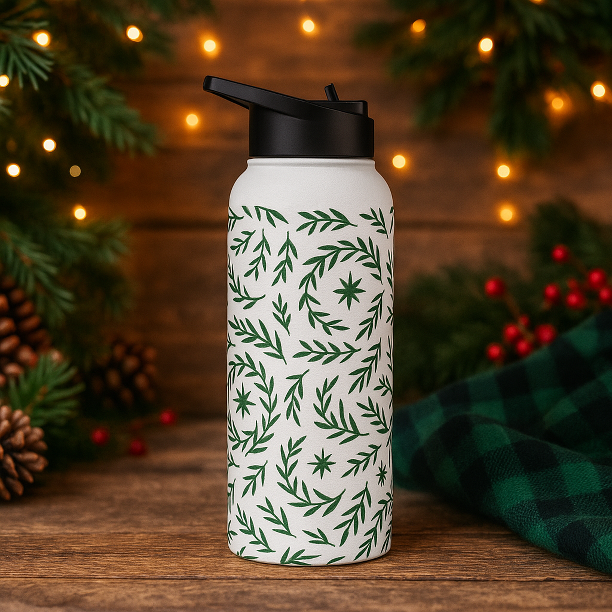 Holiday Fir Insulated Stainless Steel Water Bottle