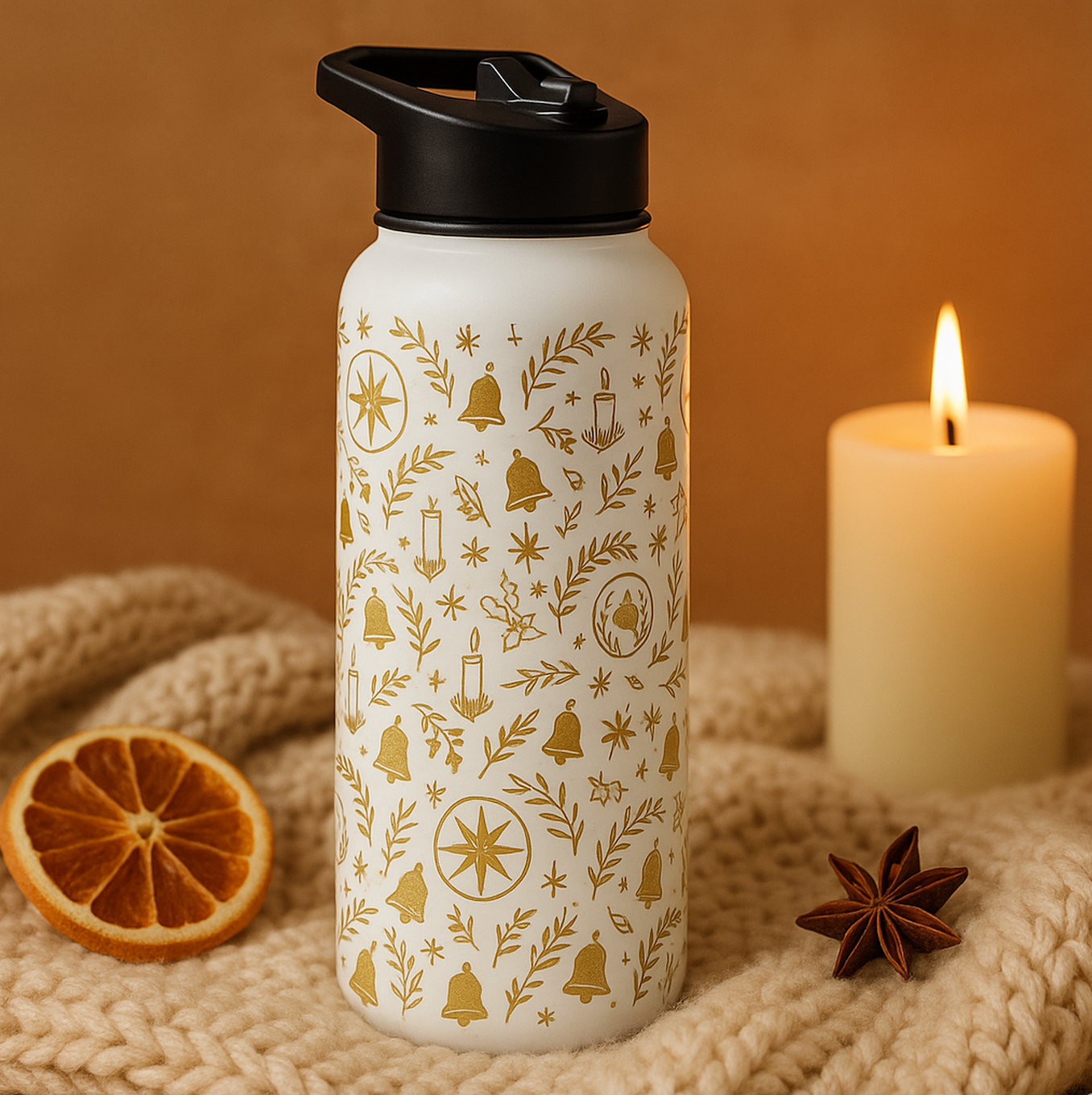 Holiday Pattern Insulated Stainless Steel Water Bottle