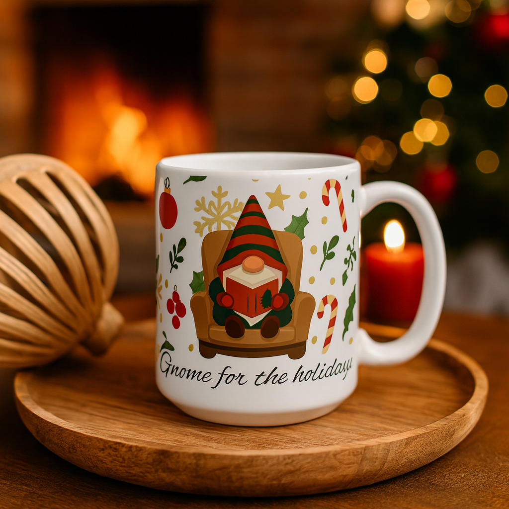 Gnome for the Holidays Ceramic Mug - 15 oz