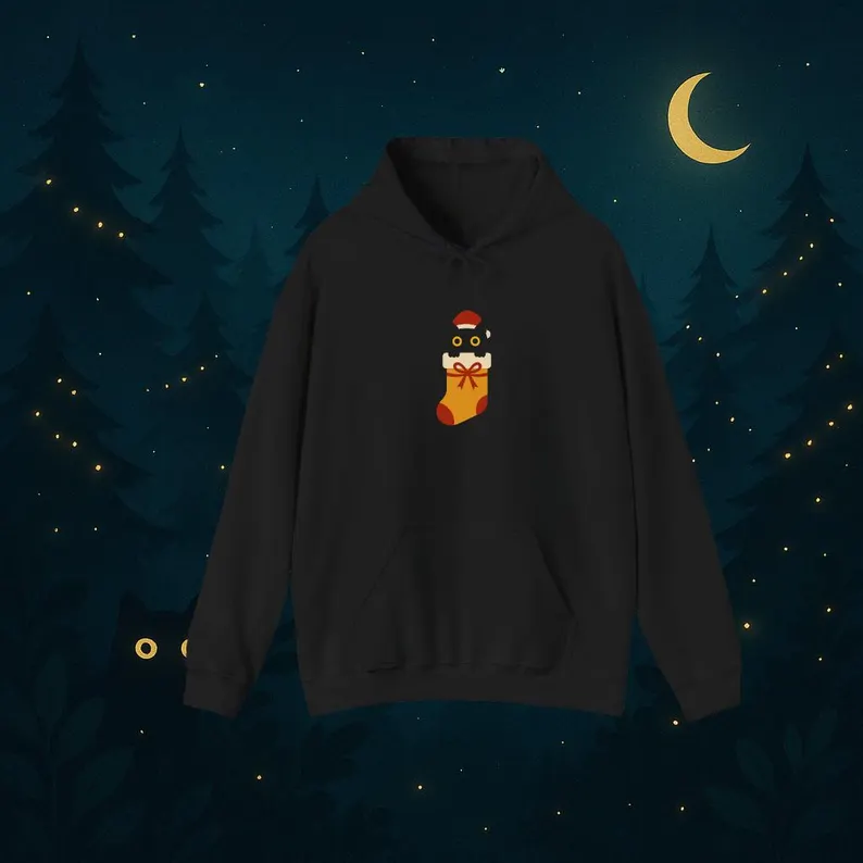 Black Cat In Christmas Stocking Christmas Hoodie