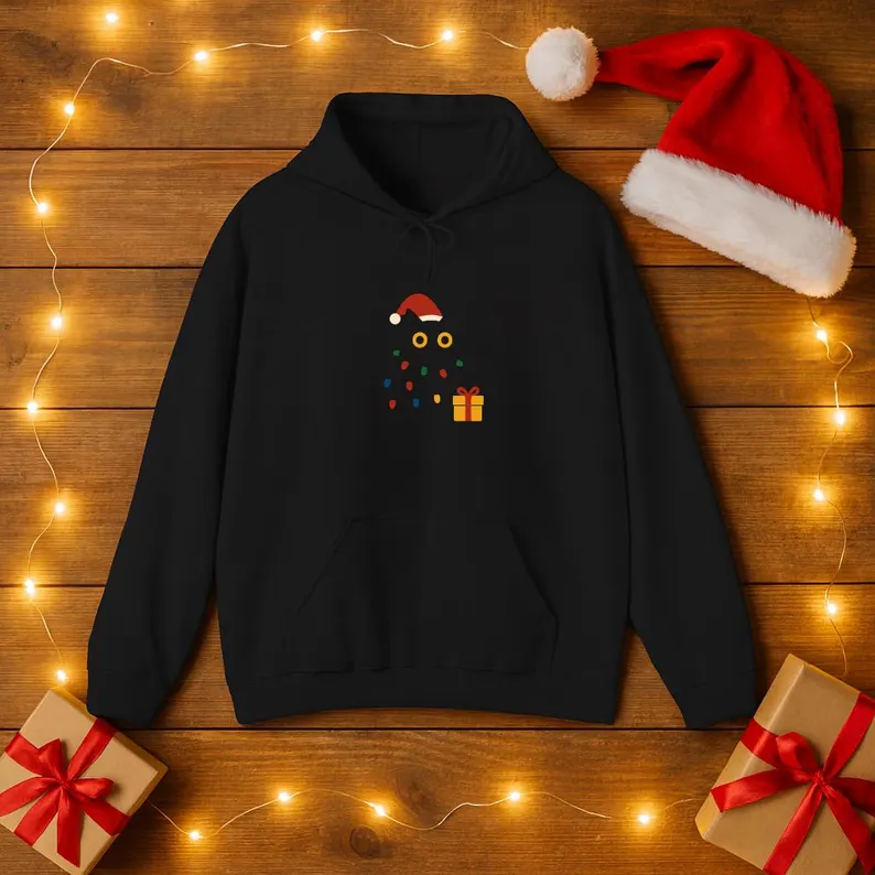 Tangled Black Cat Christmas Hoodie