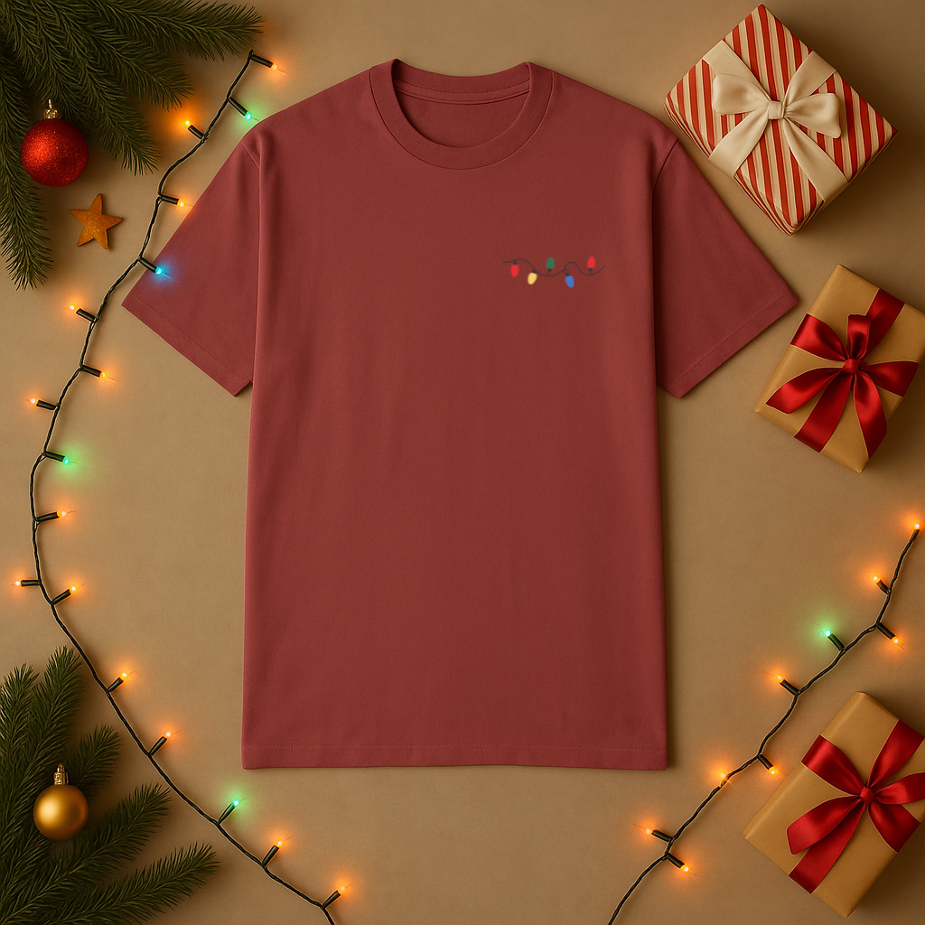Embroidered Christmas Light T Shirt