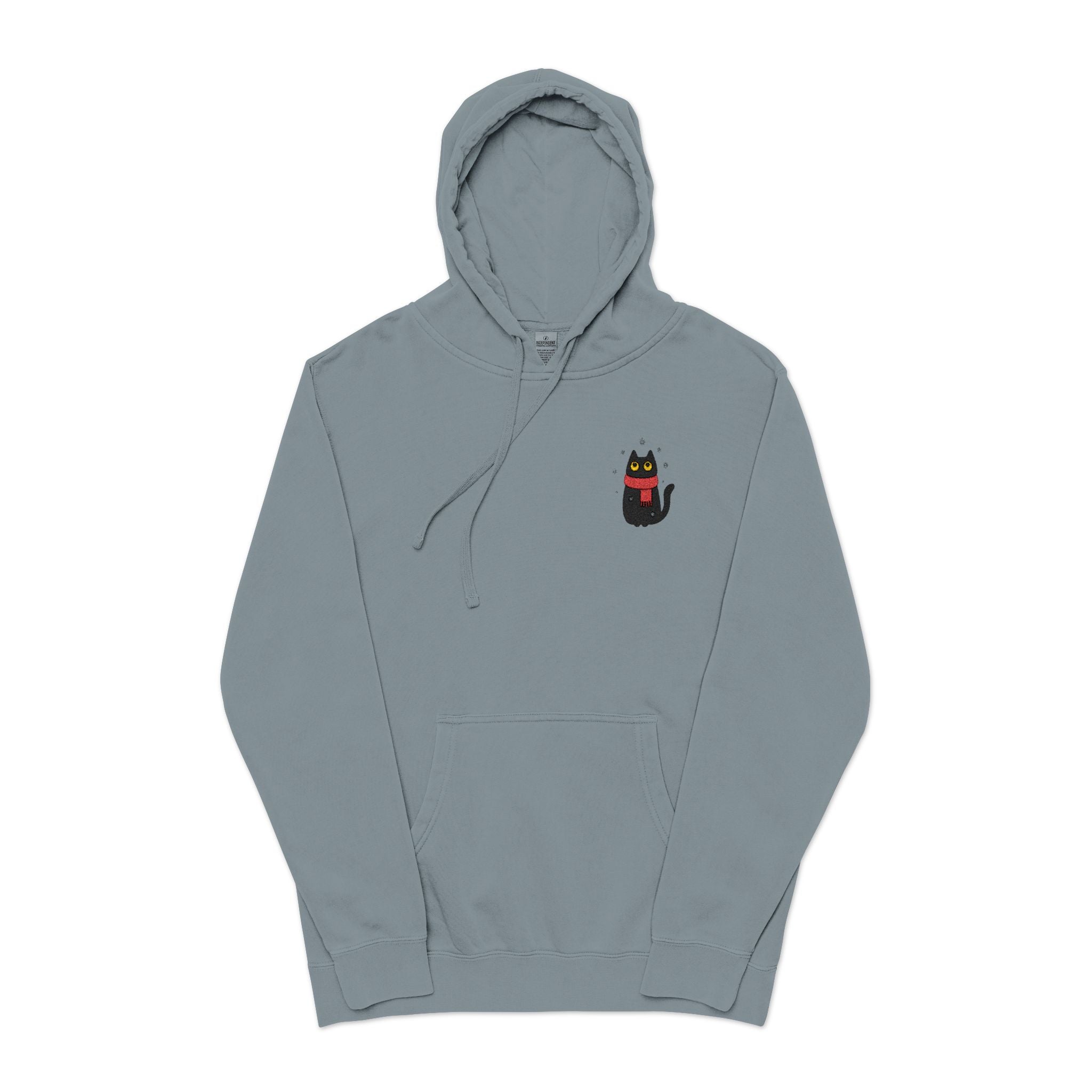 Embroidered Black Cat in the Snow Hoodie